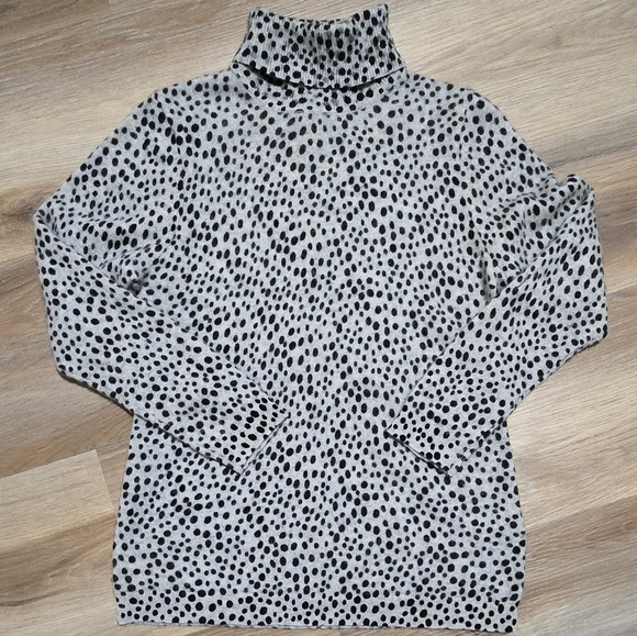 Charter Club Sweaters - Charter Club Luxury 100% Cashmere Spotted Gray Black Soft Turtleneck Size L